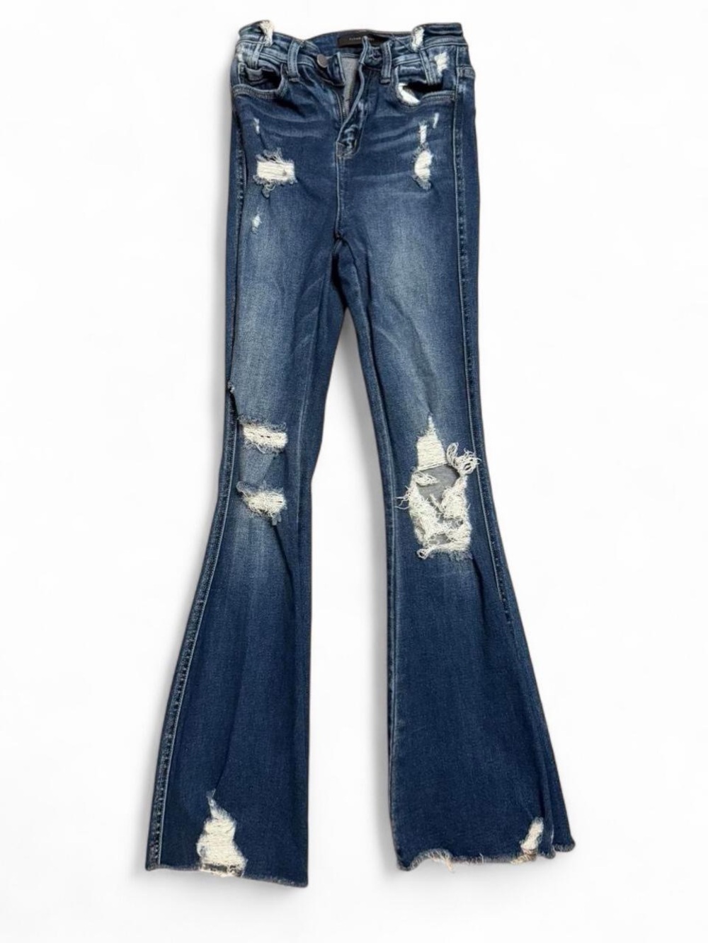 Flying Monkey Dark Blue Distressed Flare Jeans